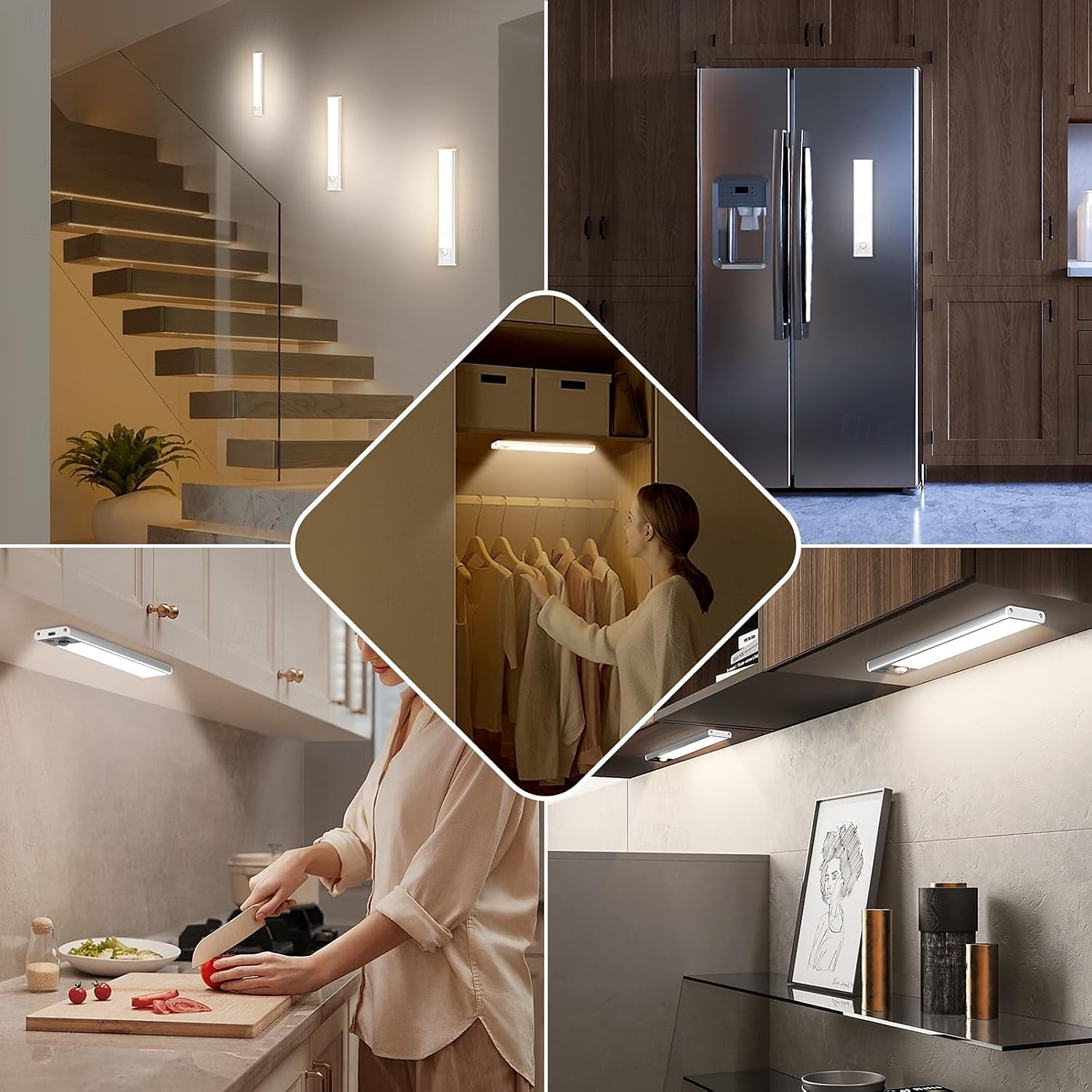 Lampe à détecteur de mouvement, 3 températures de couleur, éclairage de placard à intensité variable, éclairage sous meuble rechargeable par USB, lampe de nuit à bâton magnétique pour cuisine, de 2025 ? $14.49 –P8