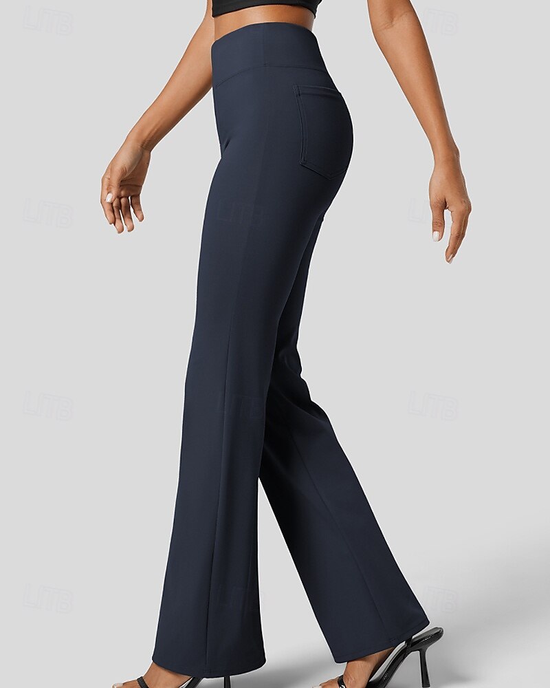 Per donna Gamba larga Pantaloni a zampa Pantaloni Eleganti Streetwear Casual Lunghezza intera Naturale Semplice Tasca Elastico in vita Comodo All'aperto Vacanza Ferie Grigio scuro Nero Verde militare del 2025 a $24.99 –P5