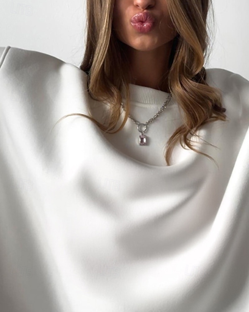 Dámské Svetrová mikina Mikiny Bez vzoru Šik ven Na běžné nošení Dlouhý rukáv Tričkový Běžné topy ulice Dovolená Jdeme ven Bílá Světlá růžová Světle šedá Podzim Zima 2026 - $51.99 –P7