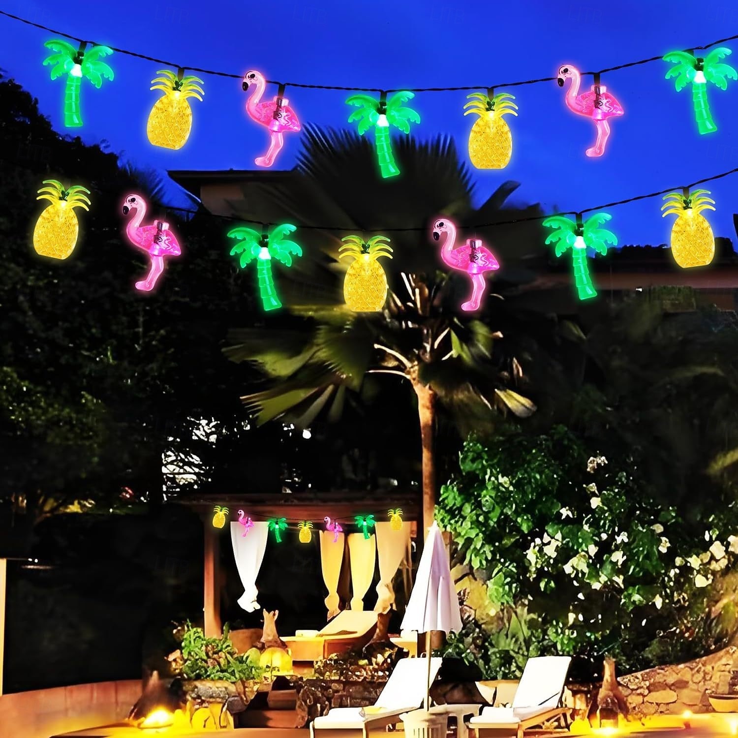 6.5m 30LED Sol Lyskæde Ananas Kokosnøtt Tre Flamingo Feer Lyskæde Høytids Bryllup Hage Sjøside Fest Dekorasjon 2026 - $51.99 –P5