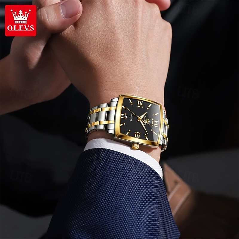A new OLEVS square men's business watch with luminous calendar waterproof casual quartz watch fashionable and trendy men's sports wristwatch 2026 - $35.99 –P12