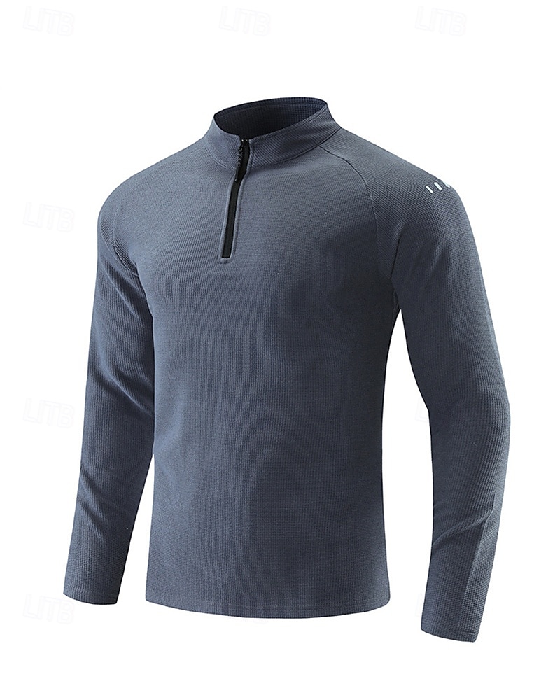 Hombre Camisa de entrenamiento Top para correr Cremallera de un cuarto Manga Larga Camiseta Otoño UPF 50 Secado rápido Ligero Dispersor de humedad Pesca Senderismo Corriendo Ropa de deporte Ropa de 2025 - $17.99 –P4