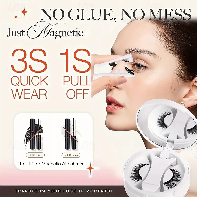 Cils magnétiques souples, boîte tout-en-un, kit de cils magnétiques réutilisables avec applicateur, aspect naturel, cils de chat légers, poils duveteux, faux cils doux pour un usage quotidien, outils de 2025 ? $10.99 –P20