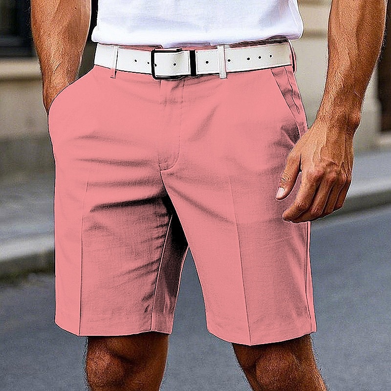 Homme Robe Short Short Burmuda Shorts de Travail Avec Poches Uni Confort Respirant Longueur Genou Extérieur Affaires Mode Occasionnel Rose Claire Vin de 2026 ? $21.99 –P12