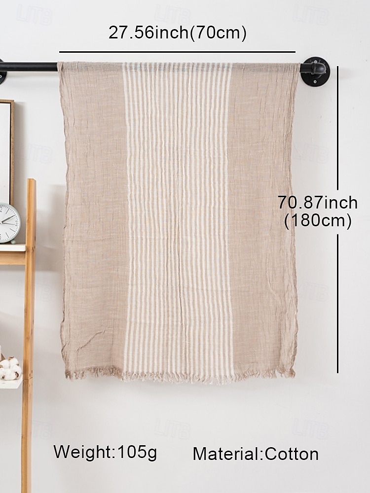 Men's Striped Cotton Scarf – Lightweight Soft Fringed Wrap for Fall & Winter, Casual Vintage Style Shawl for Travel, Daily Wear & Outdoor Activities 2025 - $14.99 –P10