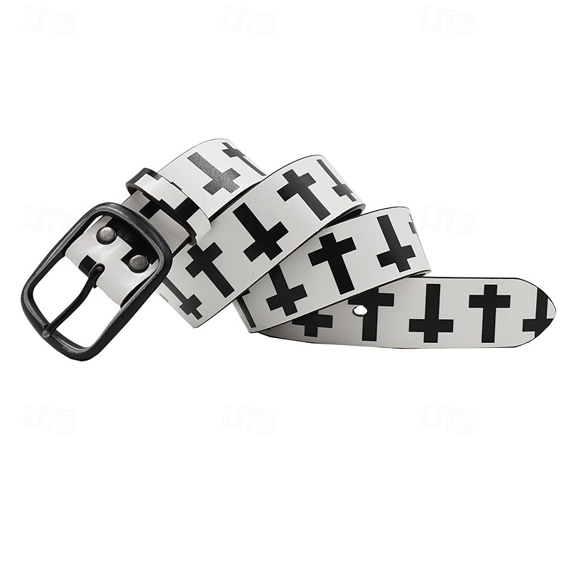 Men's Belt Waist Belt Black White Dermis Alloy Durable Adjustable Cross Outdoor Daily 2025 - $29.99 –P12