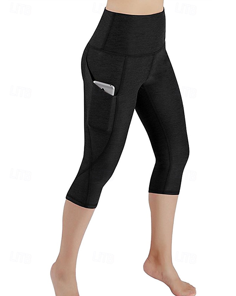 Per donna Leggings capri Leggings da yoga con tasche Controllo addominale Vita Alta Palestra Atletico Pilates Pantaloni Nero Verde militare Borgogna Autunno Gli sport Abbigliamento sportivo del 2025 a $10.49 –P2
