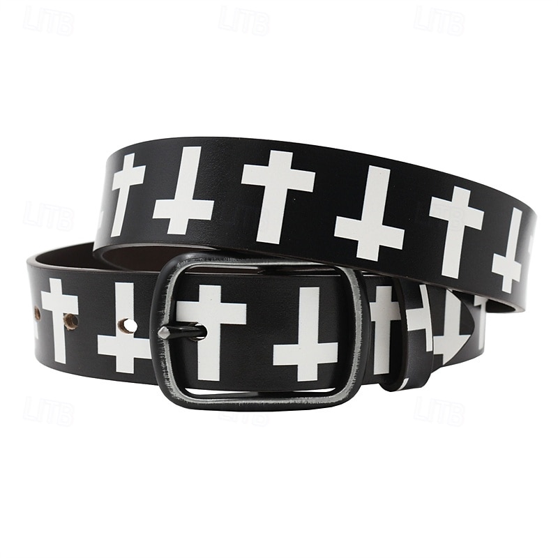Men's Belt Waist Belt Black White Dermis Alloy Durable Adjustable Cross Outdoor Daily 2025 - $29.99 –P2