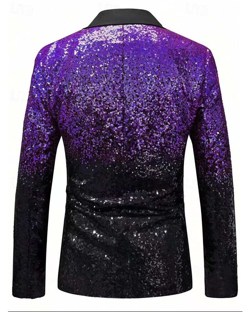 Homens Blazer O negócio Coquetel Festa de Casamento Moda Casual Primavera Outono Poliéster Gradiente Bolsos Botões Confortável Não Trespassado Jaqueta esporte Prata Azul Verde Escuro Roxo de 2025 por $67.99 –P6