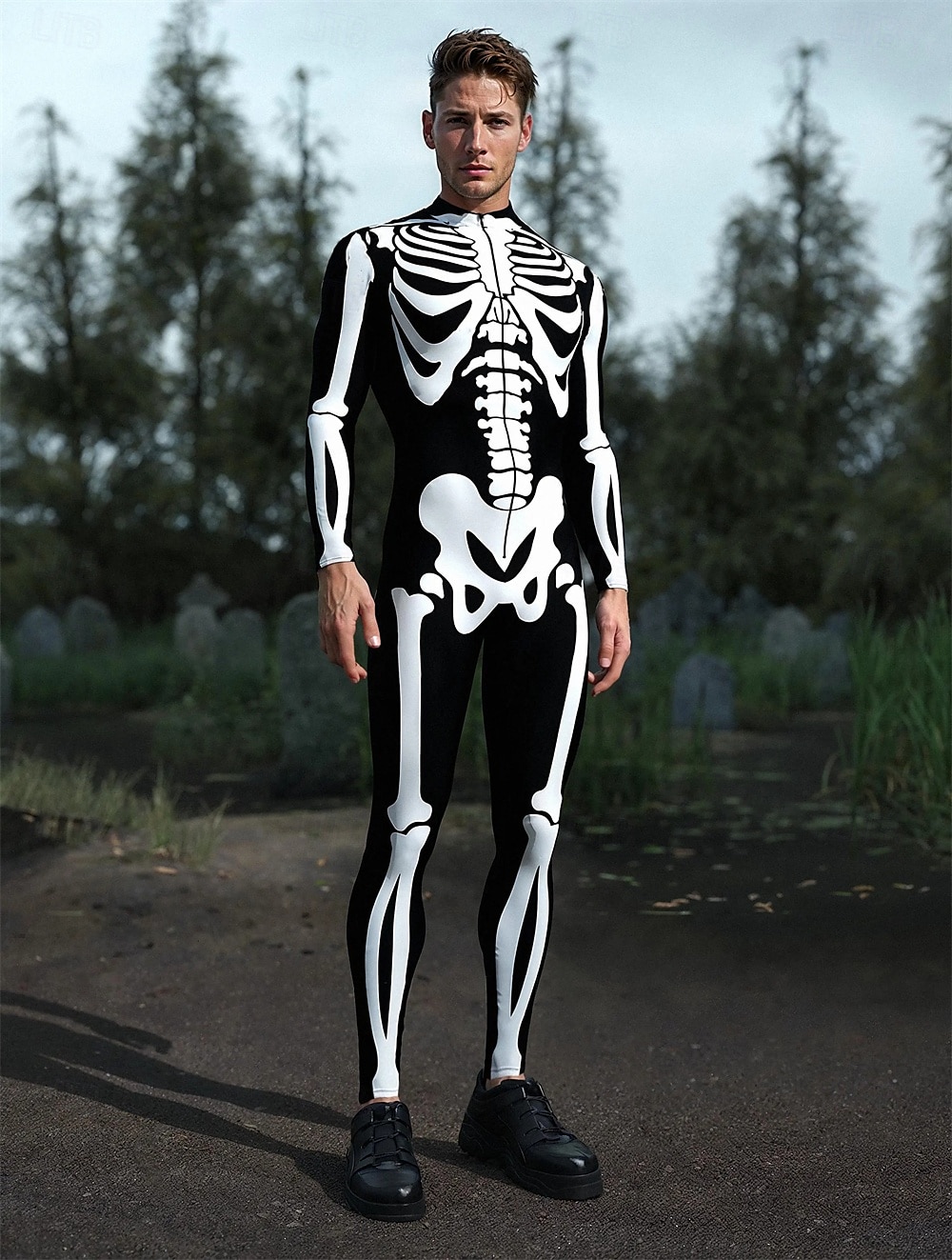 Karnawał 2026 Body Kostiumy dla par na Halloween Kombinezon zakrywający całe ciało Szkielet Straszny Kostium Doroślu Dla dzieci Wszystko Halloween Karnawał Dzień Zmarłych Kij Impreza Spektakl Łatwe 2026 - $41.99 –P10