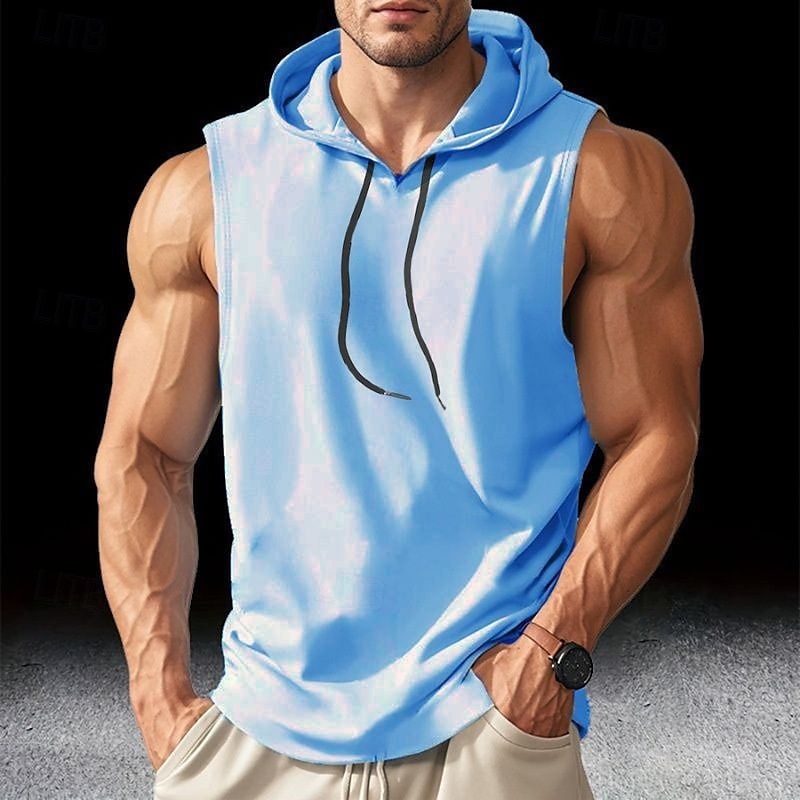 Per uomo Canotta Maglietta smanicata Canottiera Maglietta senza maniche Senza Maniche Con Cappuccio Estate Semplice Moda Designer Essenziale Classico Vacanza Streetwear Uscire Nero Bianco Blu del 2025 a $4.99 –P7