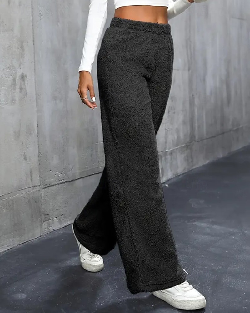 Per donna Gamba larga Pantaloni Eleganti Streetwear Casual Lunghezza intera Naturale Semplice Elastico in vita Confortevole Ferie Uscire Weekend Grigio Nero Bianco Cachi Autunno Vestibilità regolare del 2025 a $18.99 –P13