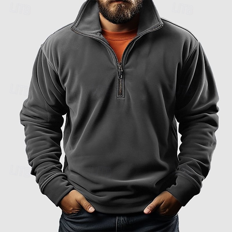 Homme Sweat-shirt Sweat-shirt quart de fermeture éclair Noir Blanche Rose Claire Bleu Kaki Demi-zip Uni Fermeture éclair Sport & Loisir Quotidien Fête Polyester Streetwear Basique Occasionnel de 2026 ? $32.99 –P2