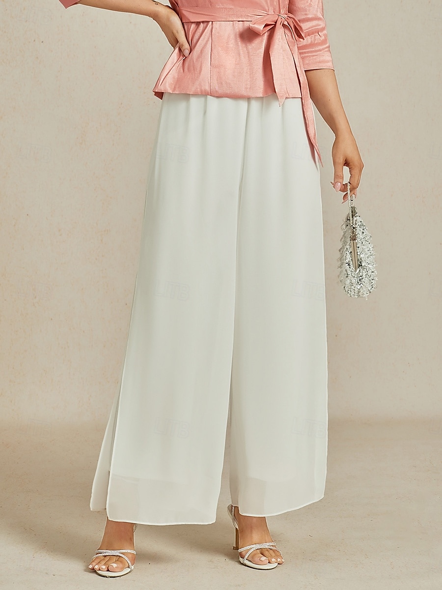 Dámské Drzý Kalhoty s rovnými nohama Elegantní stylové Klasický styl Plná délka Středně vysoký pas Pevná barva Elastický pas Elastické Svatební Dovolená Párty Bílá Jaro. Podzim. Zima. Léto Běžný 2025 - $49.99 –P2