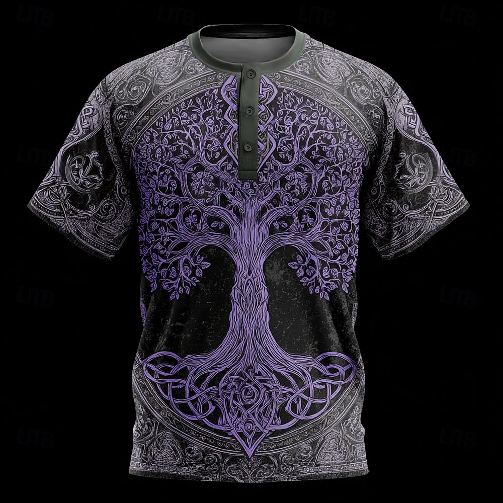 Men's Viking T Shirt Henley Shirt Short Sleeve Designer Retro Vintage Casual Daily Street Summer Spring All Seasons Blue Green Purple Khaki Henley Henley T-Shirt 2026 - $20.99 –P4