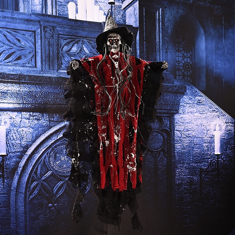 Pendentif squelette fantôme d'Halloween, squelette de faucheuse suspendu fantôme volant avec des yeux brillants, décor de crâne suspendu gothique d'horreur, pour décorations intérieures et extérieures de 2025 ? $29.99 –P3