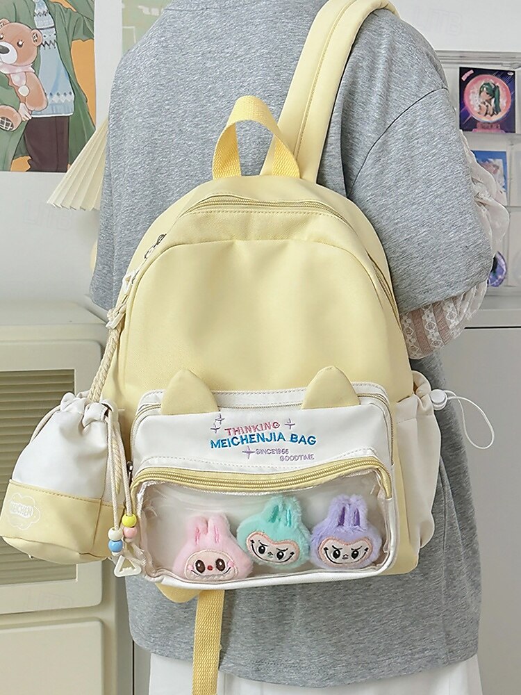Sac à dos kawaii pour enfant avec oreilles de chat et pochette à cordon – cartable pastel grande capacité pour filles et adolescentes de 2025 ? $19.99 –P2