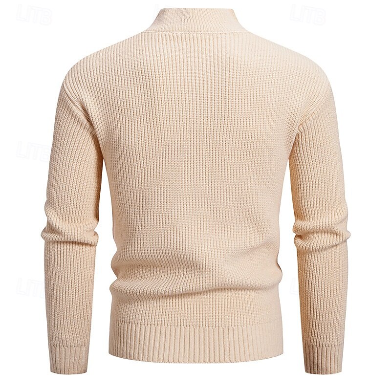 Herren Pullover Strickpullover Gerippt Stricken Normale Oberteile Tasche Gestrickt Einfach Stehkragen Mode Basic Urlaub Alltagskleidung Bekleidung Herbst Winter Schwarz Wein M L XL 2025 - $34.99 –P6