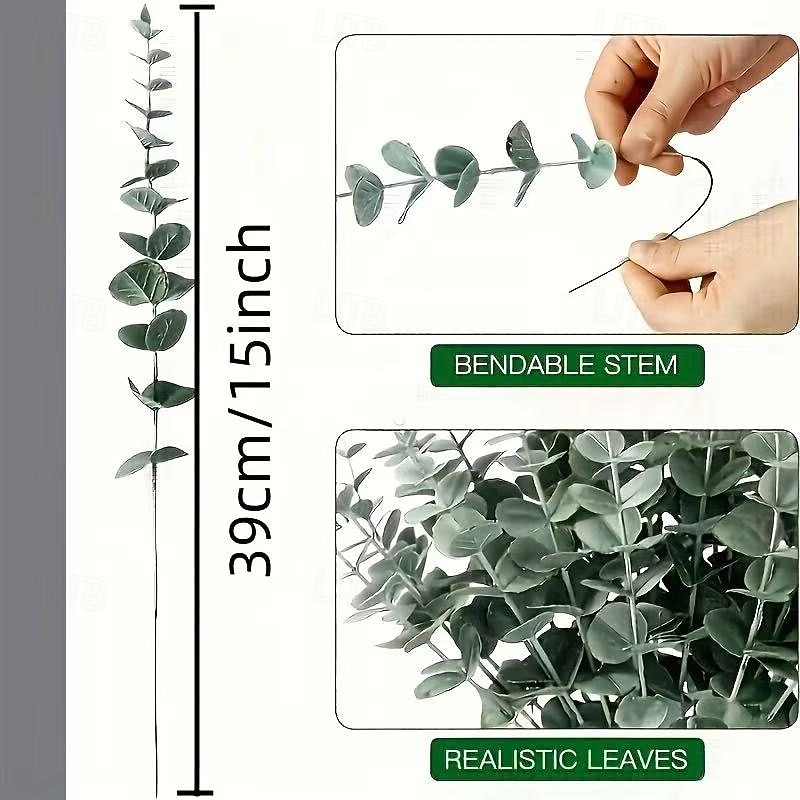 50 пучков искусственных стеблей эвкалипта, реалистичная искусственная зелень для свадебных букетов, центральных композиций, декора дома и офиса, уличных композиций, украшений для вечеринок и 2025 - $14.49 –P8