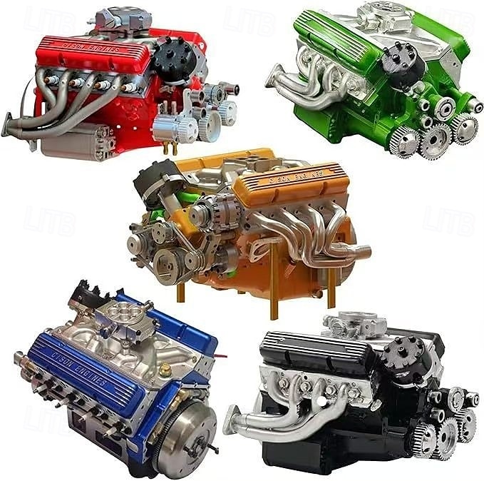 V8-motor hartsprydnad bensin liten blockmotor modellbyggsatser invecklad växeldesign motorfigur skulptur hantverk för skrivbord bokhylla dekoration 2025 - $20.99 –P3