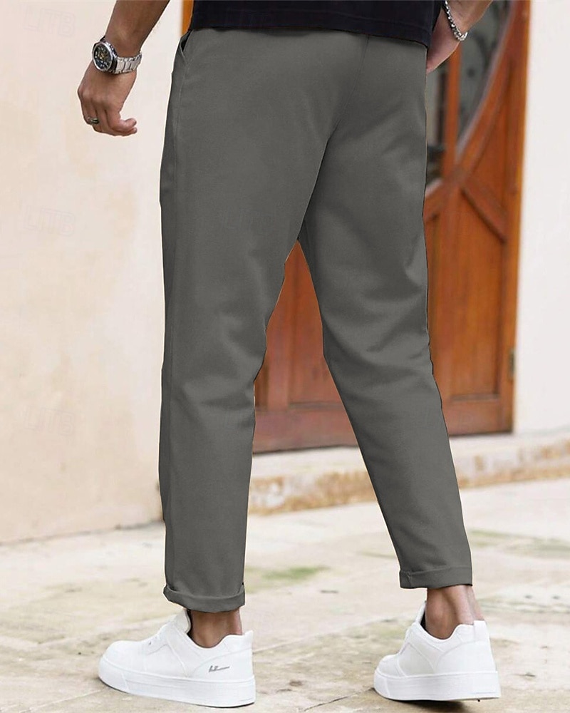 Pánské Upnuté Kalhoty Kalhoty chinos Šňůrky Kapsy Bez vzoru Pohodlné Po kotníky Denní Obchod Práce Módní Klasický styl Vodní modrá Černá Lehce elastické 2026 - $18.99 –P19