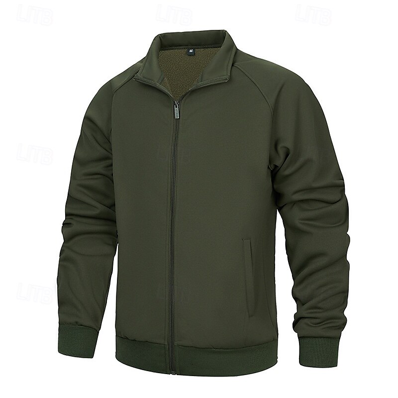 Per uomo Giacca in Pile Giacca Casual Vacanza Quotidiano Traspirabilità Tasca Primavera Autunno Semplice Moda Classico Collo alla coreana Regolare Nero Cachi Verde militare Grigio Giacca del 2025 a $29.99 –P18