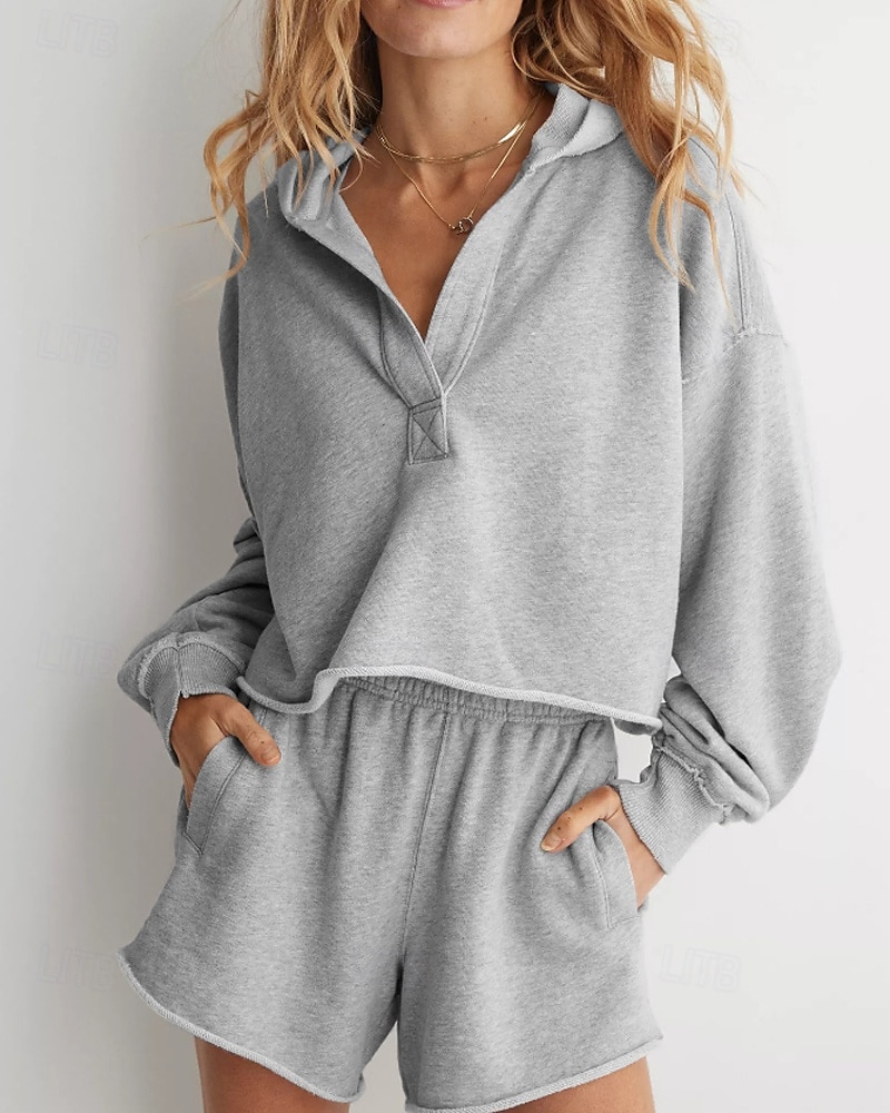 Mulheres Pulôver Moletom Com Capuz Tecido Roupa de rua Casual Manga Longa Com Capuz Tops regulares Rua Feriado Fúcsia Cinzento Claro Cinzento Outono Inverno de 2025 por $25.99 –P13