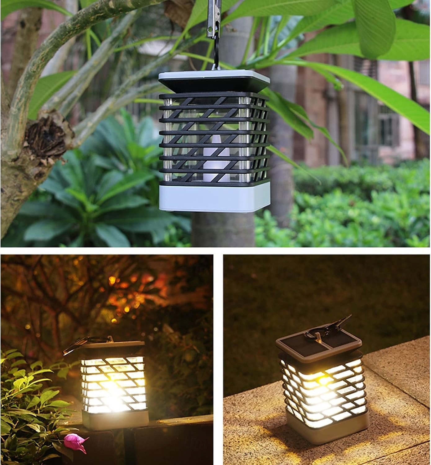 Solarlaterne zum Aufhängen, Solar-Wegeleuchten für den Außenbereich, wasserdicht, flackernde, flammenlose LED-Kerzenbeleuchtung, solarbetriebene Laternen, Dekorationen für Baum, Veranda, Hof, Garten, 2025 - $21.99 –P1