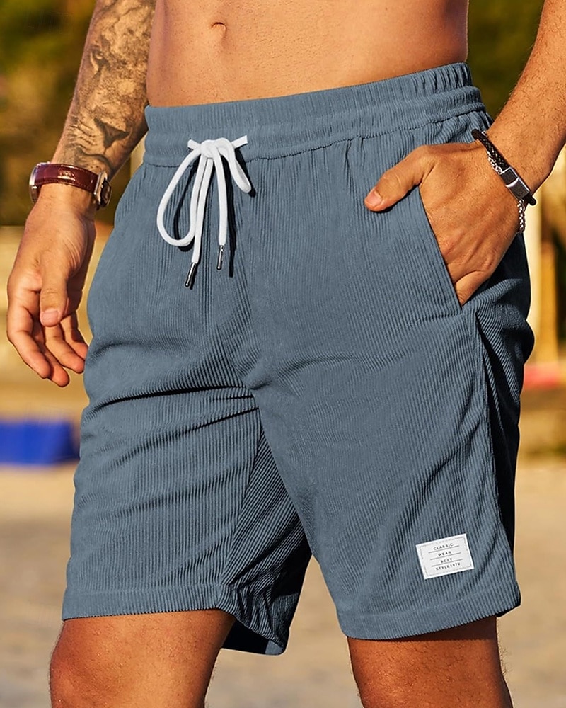 Herren Shorts Sommershorts Freizeitshorts Cordshorts Tasche Elastischer Bund Kordelzug Einfach Komfort Atmungsaktiv Kurz Outdoor Sport Klassisch Lässig Schwarz Weiß Mikroelastisch 2025 - $15.49 –P11