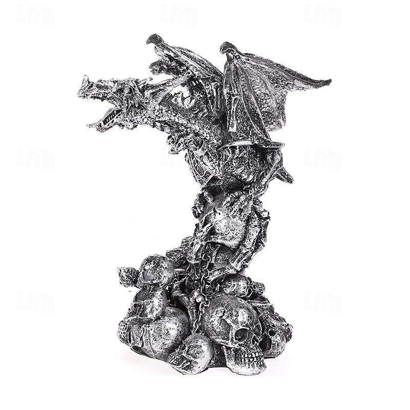2025年 ハロウィン樹脂フィギュアスケルトン魔法のドラゴン像ゴシック樹脂工芸装飾家庭用ガーデン不気味なファンタジーオーナメントお化け屋敷ホリデーパーティーディスプレイアクセサリー  コレクション – $24.99 –P4