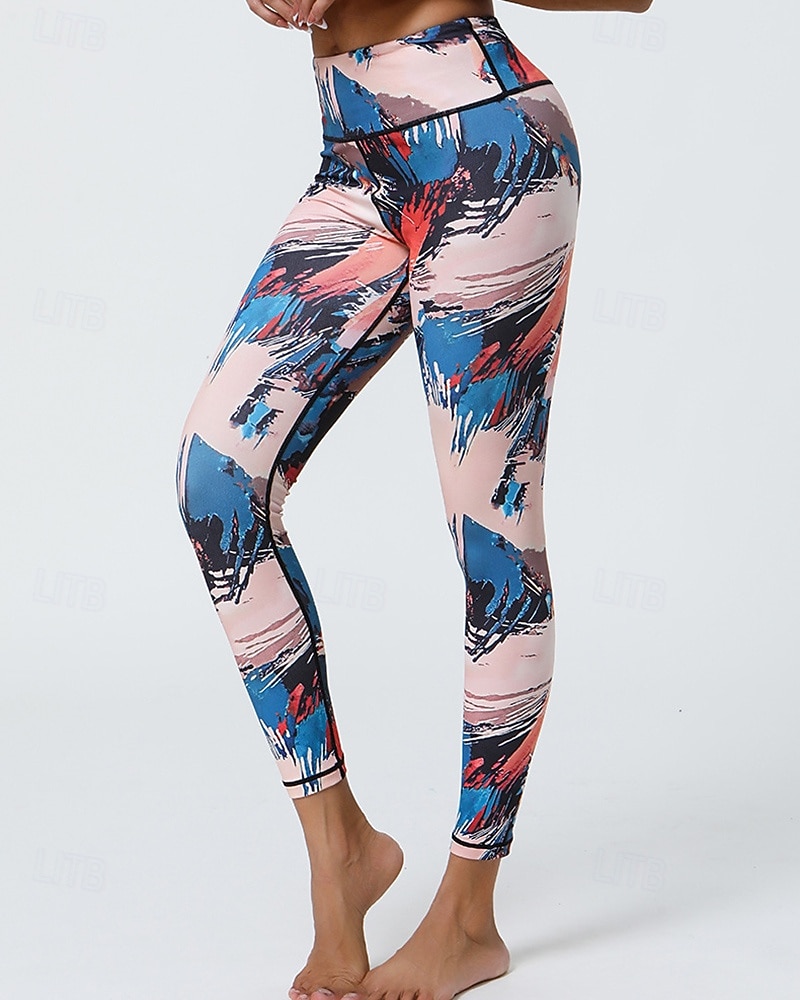 Mujer Leggings Capri Mallas Leggings de Yoga Control de barriga Alta cintura Gimnasio De Deporte Pilates Prendas de abajo Estampado Negro Amarillo Azul Otoño Deportes Ropa de Deporte Ajuste ceñido 2025 - $16.49 –P9
