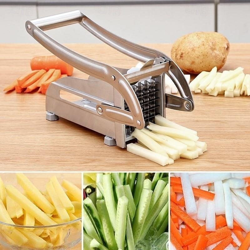Pommes frites potetgullkutter multifunksjonell grønnsaksskjærer i rustfritt stål for hjemmekjøkken enkelt stripeskjæreverktøy for poteter, agurker og andre grønnsaker praktisk bruk 2025 - $22.99 –P5