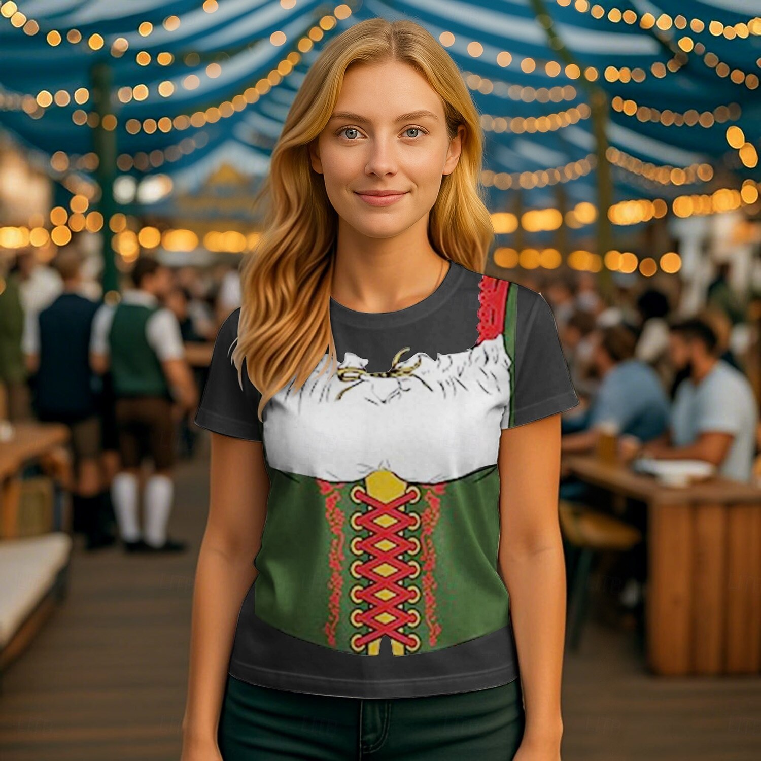Oktoberfest Dirndl Print T-shirt Bavarian Munich German Graphic For ...