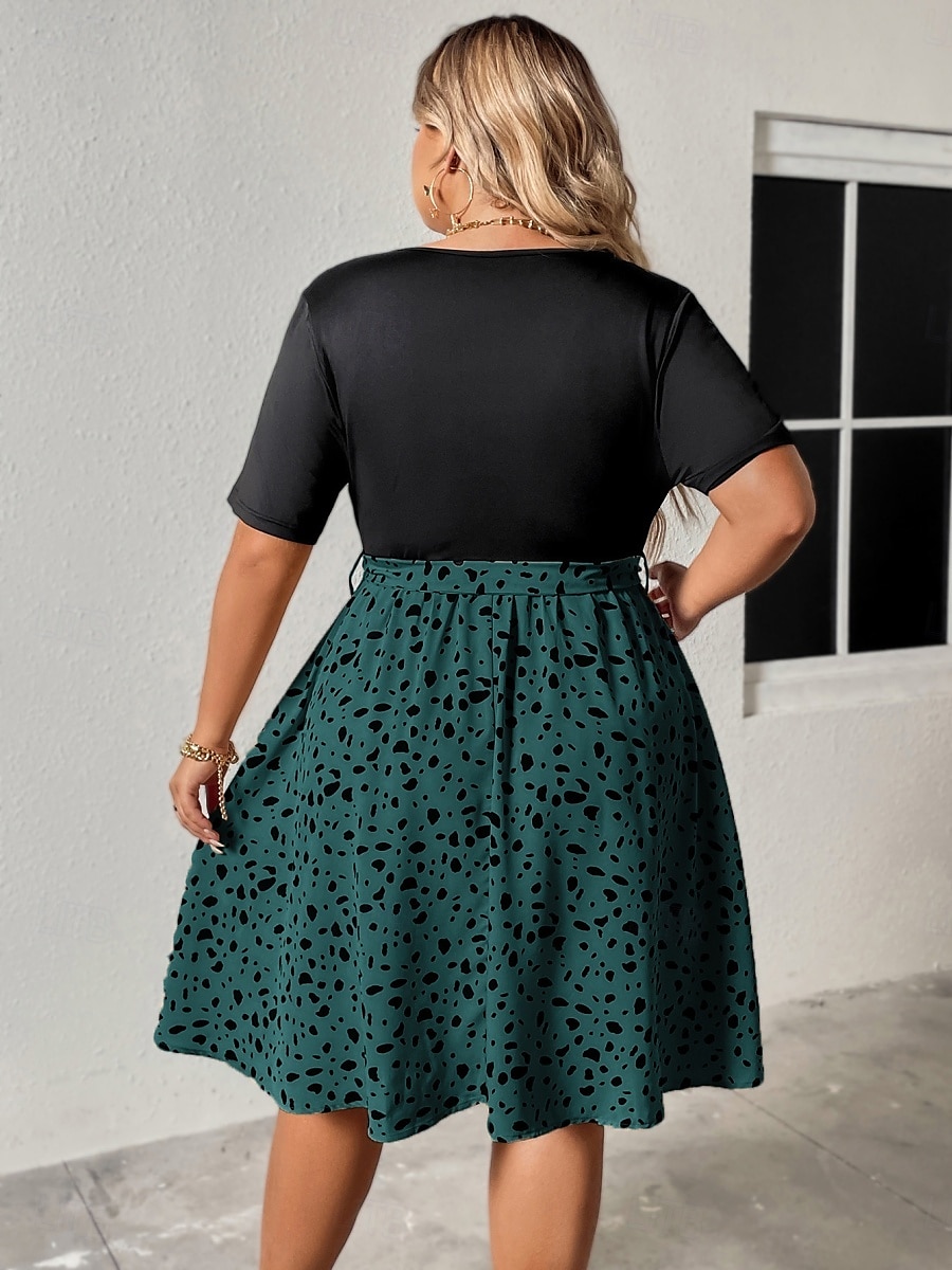 Pentru femei Mărime Plus Rochie casual Leopard În V Manșon scurt Primăvară Toamnă Elegant Modă Modern Casual Rochie mini Zilnic Concediu Rochie 2025 - $29.99 –P12