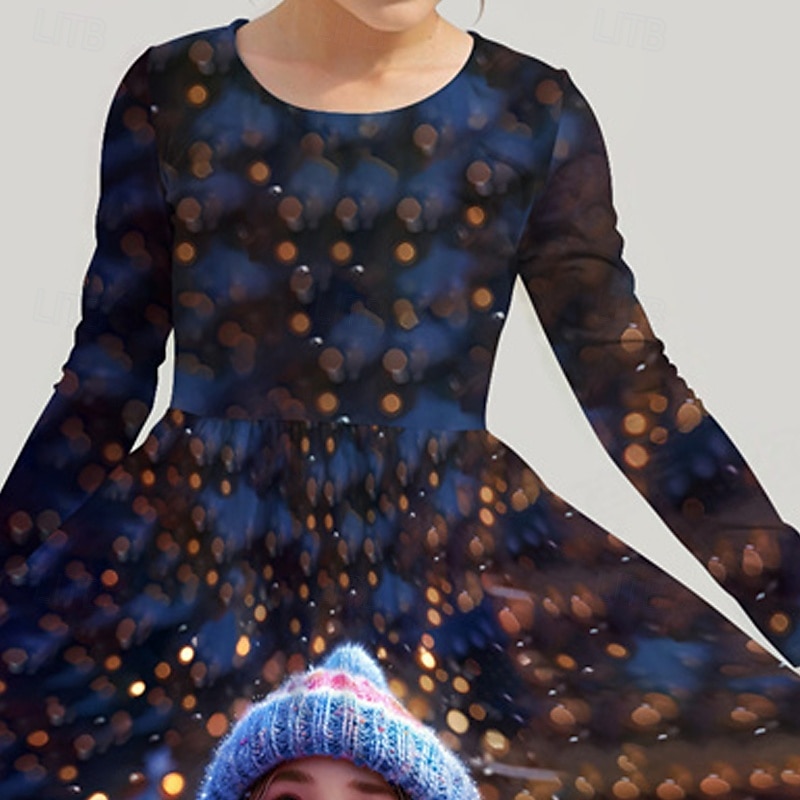 FILLE 3D Graphique Robe manche longue Été Printemps Vacances Quotidien Fête Princesse Beau Doux Enfants 4-12 ans Robe Décontractée Robe trapèze Mi-long Coupe régulière de 2025 ? $16.99 –P2