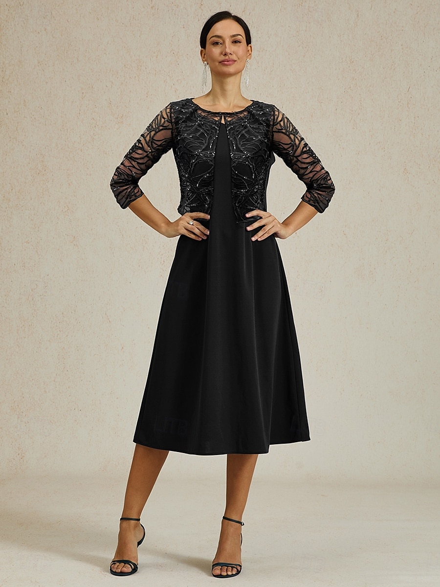 Dame Trekker på skuldrene Grafisk Abstrakt Elegant Stilfull Formelt Crew-hals Svart Sommer 2025 - $47.99 –P3