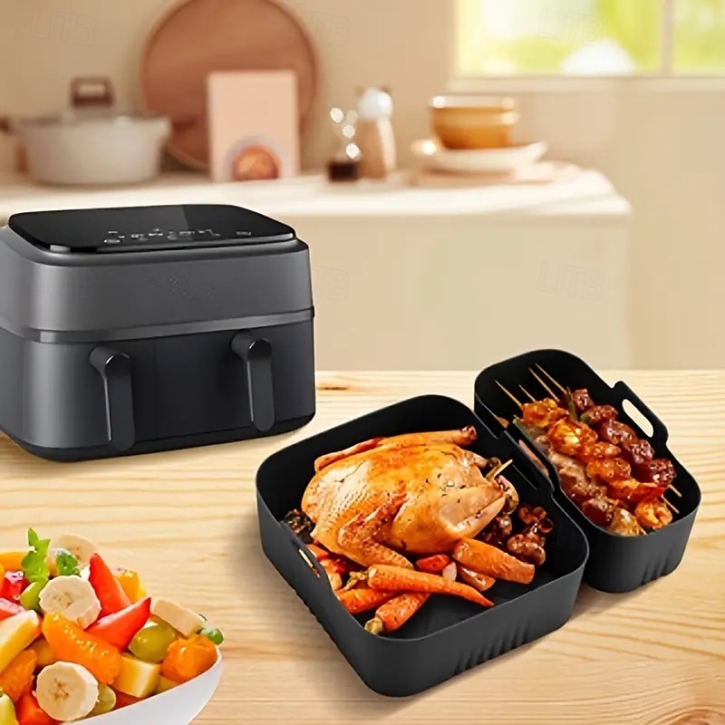 Lot de 2 plaques de cuisson réutilisables en silicone antiadhésives pour friteuse à air, compatibles avec les modèles Philips NA350-3000, avec surface antiadhésive, adaptées aux friteuses à air, aux de 2025 ? $15.49 –P4