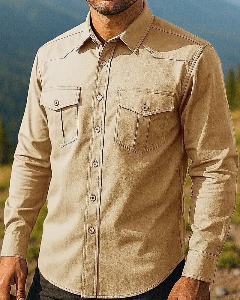 Pánské košile s kapsami Dlouhý rukáv Přehnutý Vrchní část oděvu Venkovní Yumuşak Prodyšné Polyester Černá Zelená Khaki Tenis Golf Běh 2025 - $25.99 –P4