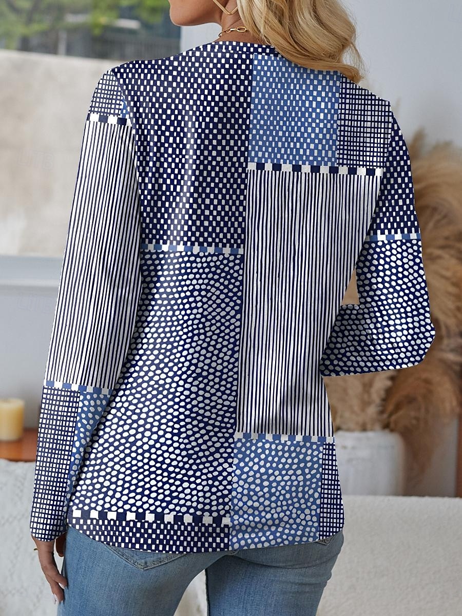 Kvinnors T-shirt Långärmad Crew Neck Långärmad Tunika Grafisk Geometrisk Vintage Avslappnad Regelbundna Toppar Dagligt Tryck Rosa Blå Lila Grön Vår Höst Förhösten 2026 - $24.99 –P2