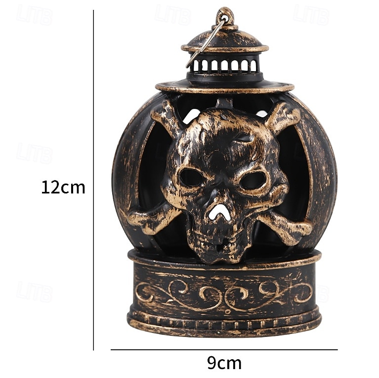 1 buc lumină de noapte în formă de craniu de dovleac zâmbitor din bronz argintiu de Halloween, pentru interior și exterior, pentru petreceri, groază și decor ciudat, lumină de atmosferă 2026 - $4.99 –P12