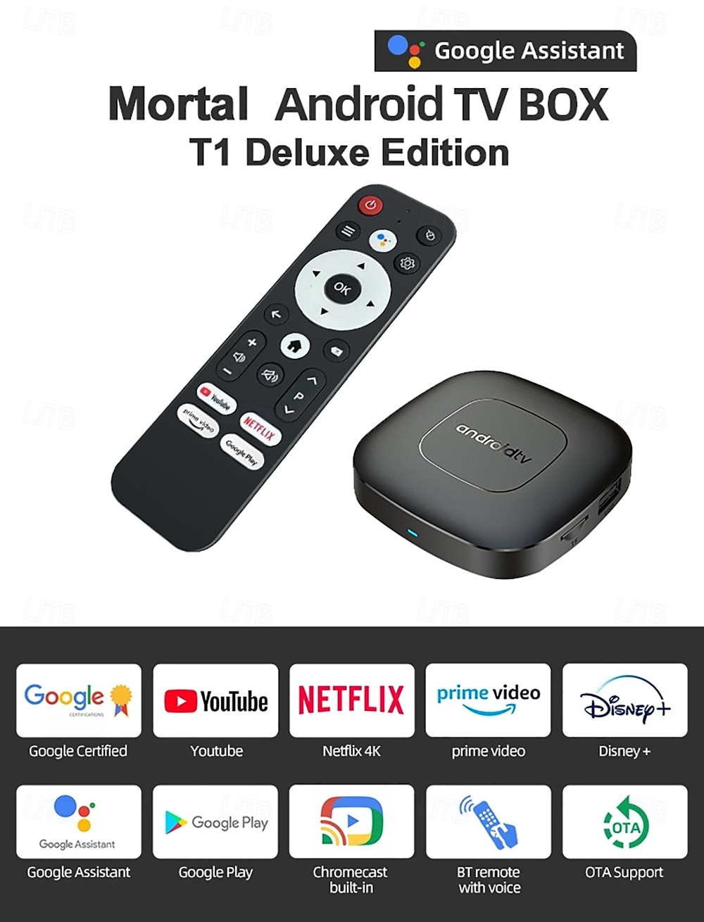 Smart TV Box Streaming Media Player Global Version Mortal T1 Bluetooth Google Assistant Android13 AllwinnerH313 2.4G&5G Wifi 4K 2025 - $37.99 –P1