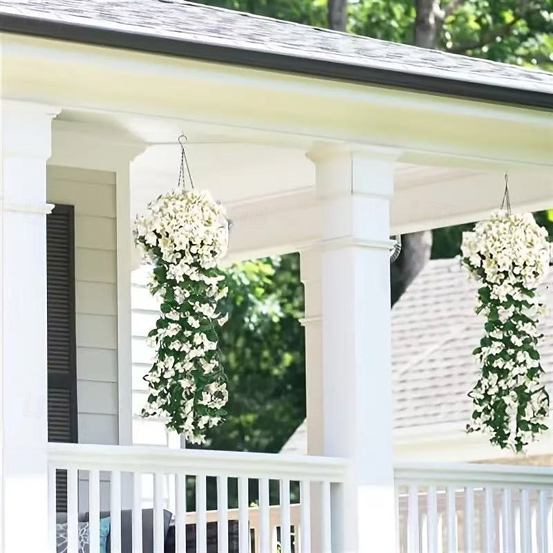 Pacote com 4 flores artificiais penduradas, guirlanda de glicínias artificiais para decoração de jardim interno e externo, pátio, varanda, casamento e casa, plantas penduradas violetas para todas as de 2026 por $30.99 –P4