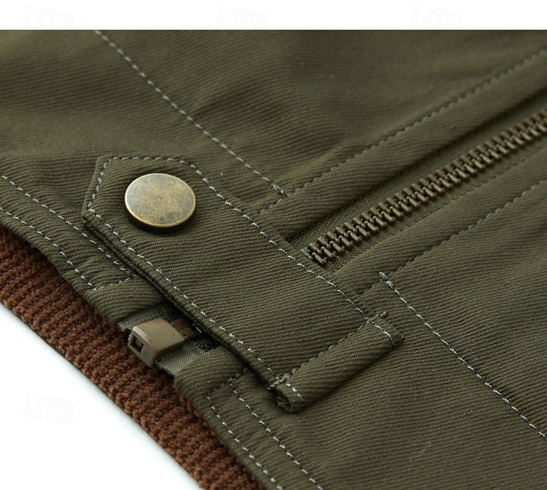 Hommes Veste de camionneur Veste Cargo Veste Tactique Occasionnel Coupe-Vent Zip Up Printemps Automne Couleur Unie ancien Tenu de travail Col de chemise Régulier Kaki Gris foncé Vert Véronèse Veste de 2025 ? $48.99 –P8