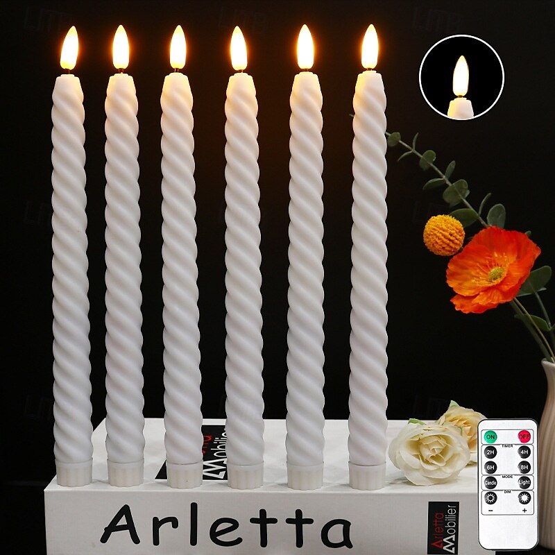 6 velas electrónicas de 25,5 cm con hilo giratorio para Halloween y Navidad, con varilla larga LED, ideal para interiores y exteriores, para restaurantes, fiestas, bodas, ambientes decorativos, con 2025 - $16.49 –P5