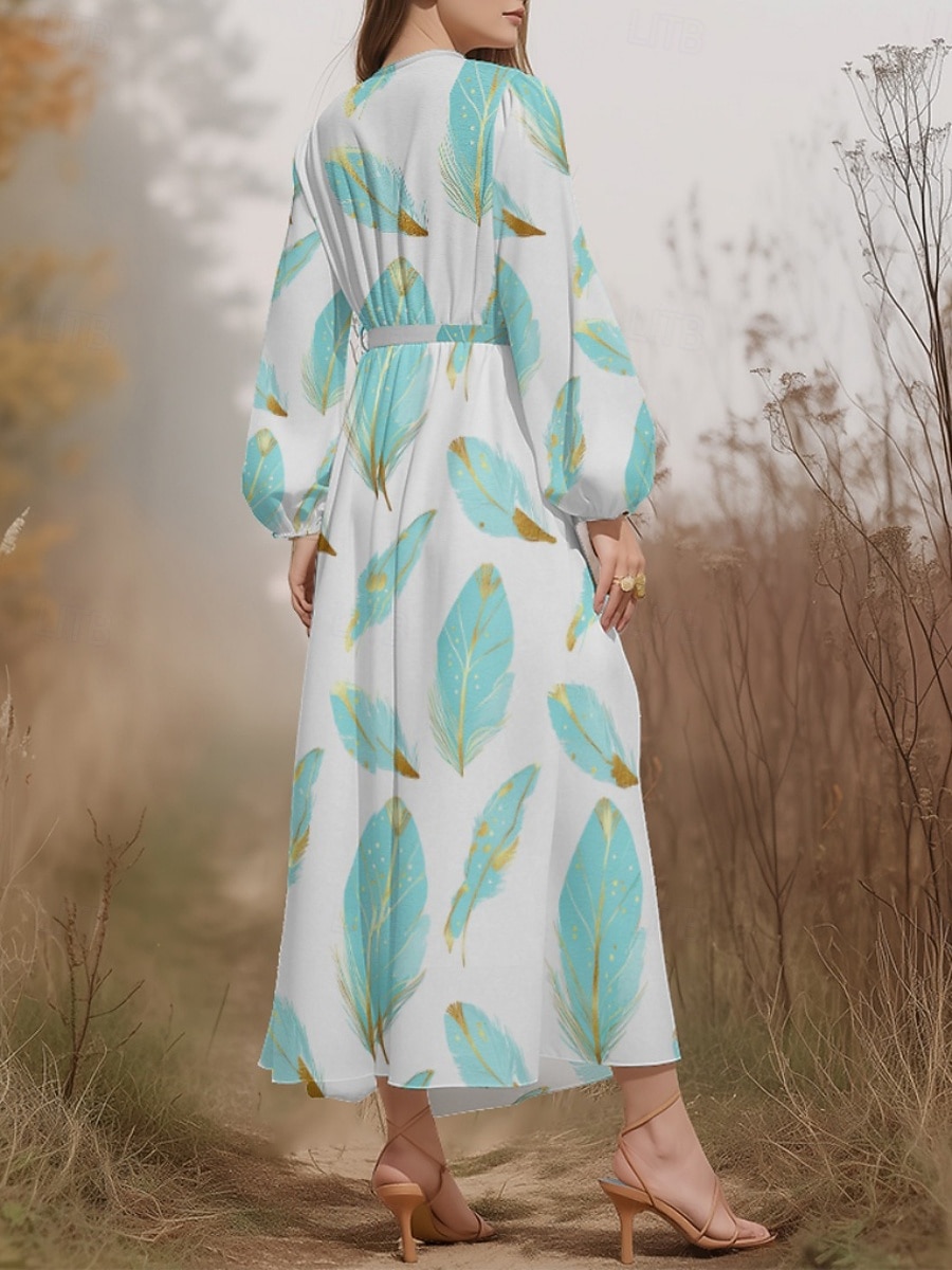 Damen Midikleid Freizeitkleid Chiffon Schwingkleid Modern Urlaub Täglich Wochenende Normale Passform Feder Langarm V Ausschnitt Weiß Blau Leicht Blau Sommer Frühling Herbst 2025 - $31.99 –P7