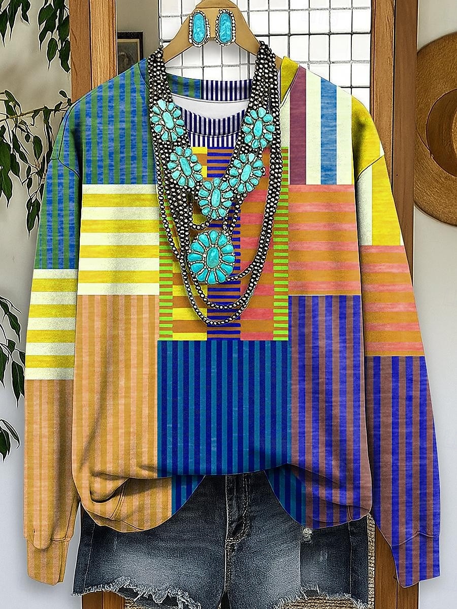 Pentru femei Hanorace Grafic Dungi Casual Manșon Lung Stil Nautic Topuri obișnuite Stradă Zilnice Casual Imprimeu Galben Roșu-aprins Albastru piscină Mov Toamnă Iarnă 2025 - $24.99 –P2