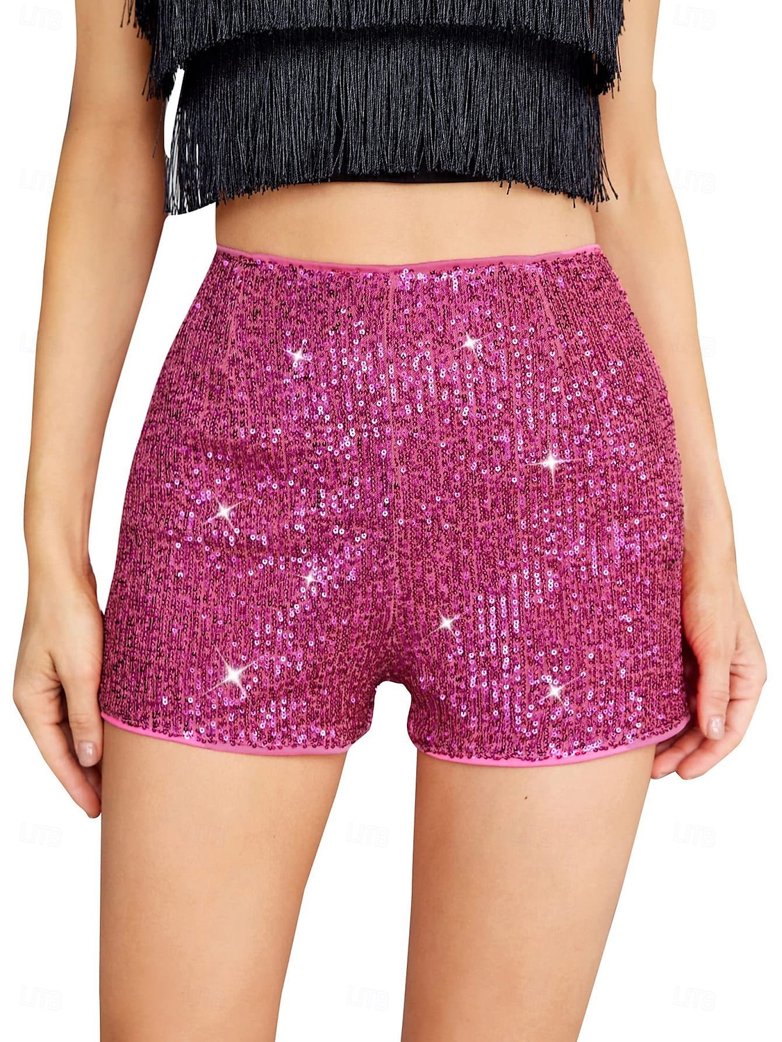 Femmes Shorts Mode Occasionnel Longueur mollet Naturel Scintillant Paillettes Confortable Décontracté Quotidien Argent Noir Champagne Jaune Été Printemps Slim de 2025 ? $17.99 –P10