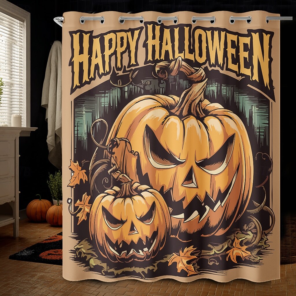 Rideau de douche d'Halloween avec crochets en polyester lavable et imperméable, décoration de salle de bain et baignoire de 2025 ? $21.99 –P23