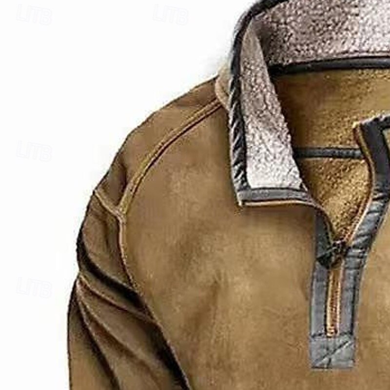 Homens Moletom Moletom de lã Moletom com zíper Preto Azul Verde Cáqui Cinzento Colarinho Clerical Tecido Zip Up Desportos e Ar livre Casual Diário Roupa de rua Legal Roupa de Esporte Outono & inverno de 2025 por $29.99 –P6