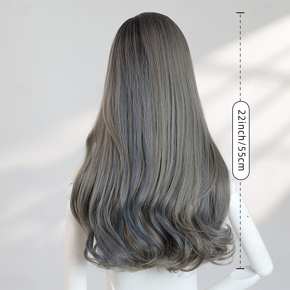 Women's 22″ Grey Wavy Ends Halloween Wig – Full Bangs, Heat‑Resistant Synthetic Long Hair for Costume & Fashion 2026 - $31.99 –P7